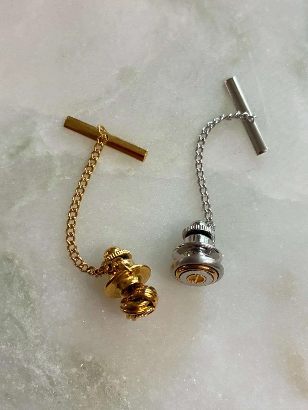 Lot of 2 Dunhill Tie Tacks With Chains